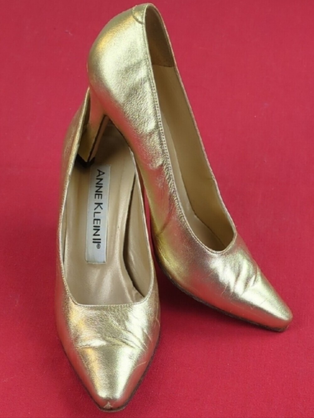 Vintage Anne Klein II Gold Women's High Heel Pumps